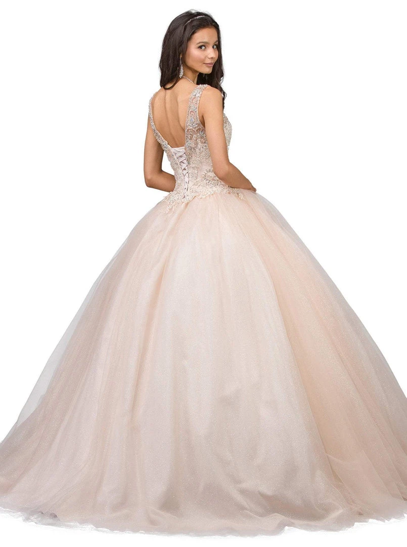 Dancing Queen - 1201 Sleeveless Embellished V-neck Quinceanera Ballgown 5 Dancing Queen - 1201 Sleeveless Embellished V-neck Quinceanera Ballgown