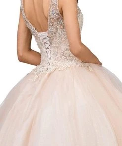 Dancing Queen - 1201 Sleeveless Embellished V-neck Quinceanera Ballgown 10 Dancing Queen - 1201 Sleeveless Embellished V-neck Quinceanera Ballgown