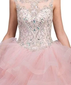Dancing Queen - 1214 Crystal Embellished Ruffled Quinceanera Gown