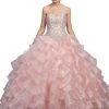 Dancing Queen - 1216 Strapless Bedazzled Sweetheart Ruffled Quinceanera Ballgown