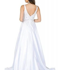 Dancing Queen - 139 Embellished Plunging V-Neck Wedding Gown