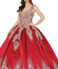 Dancing Queen - 1494 Sweetheart Neck Gold Applique Ballgown