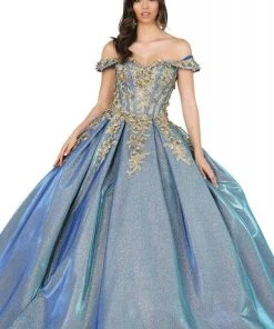 Dancing Queen - 1504 Embroidered Off-Shoulder Pleated Ballgown