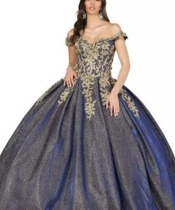 Dancing Queen - 1504 Embroidered Off-Shoulder Pleated Ballgown