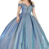 Dancing Queen - 1506 Embellished Deep Off-Shoulder Pleated Ballgown