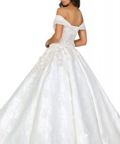 Dancing Queen - 153 Embellished Off-Shoulder Ballgown With Train