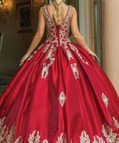 Dancing Queen - 1551 Beaded Lace Applique Embellished Ballgown