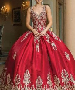 Dancing Queen - 1551 Beaded Lace Applique Embellished Ballgown
