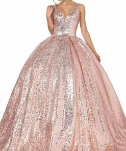 Dancing Queen - 1558 Sequin V-Neck Ballgown
