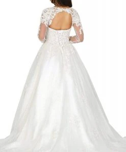 Dancing Queen - 156 Embroidered Long Sleeve Deep Sweetheart Gown