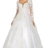 Dancing Queen - 156 Embroidered Long Sleeve Deep Sweetheart Gown