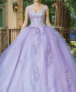 Dancing Queen - 1597 Beaded Floral Lace Applique Tulle Ballgown