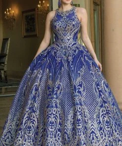Dancing Queen - 1626 Halter Neck Striking Detailed Ballgown