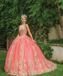 Dancing Queen - 1629 V Neck Golden Embellished Gown 7 Dancing Queen - 1629 V Neck Golden Embellished Gown