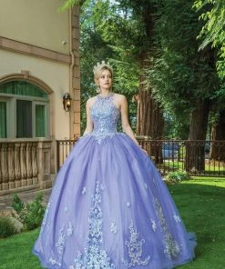 Dancing Queen - 1630 Halter Neck Sequined Tulle Gown