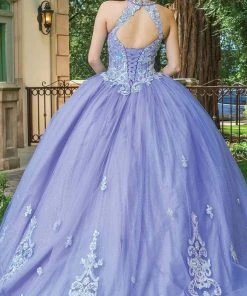 Dancing Queen - 1630 Halter Neck Sequined Tulle Gown