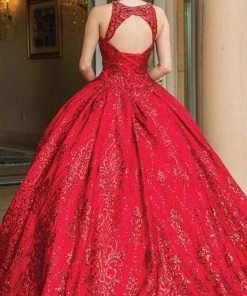 Dancing Queen - 1647 Bedazzled Jewel Neck Sequined Dress