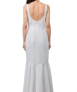 Dancing Queen - 2186 Sleeveless Plunging Neckline Trumpet Dress 22 Dancing Queen - 2186 Sleeveless Plunging Neckline Trumpet Dress