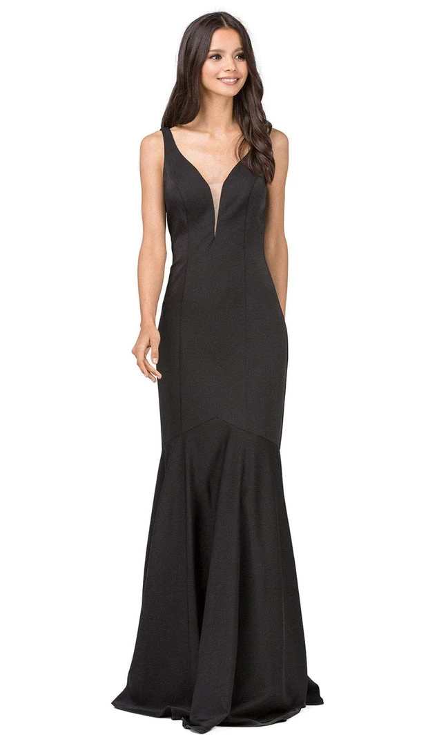 Dancing Queen - 2186 Sleeveless Plunging Neckline Trumpet Dress 3 Dancing Queen - 2186 Sleeveless Plunging Neckline Trumpet Dress