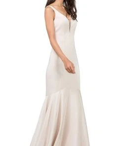 Dancing Queen - 2186 Sleeveless Plunging Neckline Trumpet Dress 18 Dancing Queen - 2186 Sleeveless Plunging Neckline Trumpet Dress