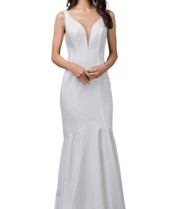 Dancing Queen - 2186 Sleeveless Plunging Neckline Trumpet Dress 21 Dancing Queen - 2186 Sleeveless Plunging Neckline Trumpet Dress
