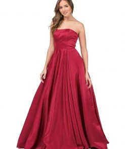 Dancing Queen - 2211 Strapless Straight-Across Pleated Prom Ballgown