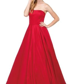 Dancing Queen - 2211 Strapless Straight-Across Pleated Prom Ballgown