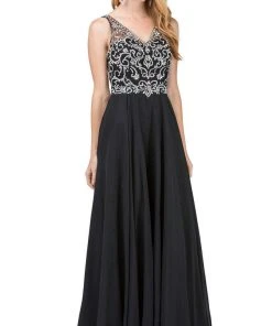 Dancing Queen - 2216 Bejeweled V-neck A-line Prom Dress