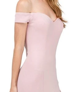 Dancing Queen - 2263 Off Shoulder Fitted Appliqued Mermaid Prom Dress