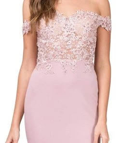 Dancing Queen - 2274 Sheer Floral Embroidered Off Shoulder Prom Dress 10 Dancing Queen - 2274 Sheer Floral Embroidered Off Shoulder Prom Dress