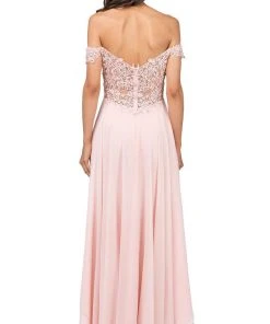 Dancing Queen - 2278 Off Shoulder Beaded High Low Prom Dress