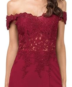 Dancing Queen - 2358 Jewel Ornate Lace Bodice Off Shoulder Prom Gown