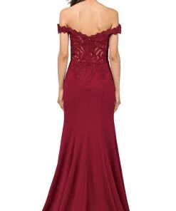 Dancing Queen - 2358 Jewel Ornate Lace Bodice Off Shoulder Prom Gown