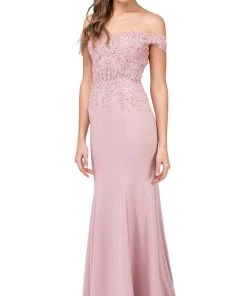 Dancing Queen - 2358 Jewel Ornate Lace Bodice Off Shoulder Prom Gown