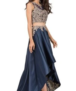 Dancing Queen - 2389 Two Piece Gilded Jewel High Low A-line Prom Dress