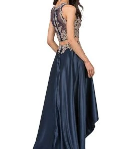 Dancing Queen - 2389 Two Piece Gilded Jewel High Low A-line Prom Dress