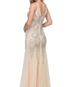 Dancing Queen - 2418 Beaded V-Neck Tulle Prom Dress