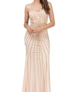 Dancing Queen - 2448 Metallic Bead Striped Prom Gown 13 Dancing Queen - 2448 Metallic Bead Striped Prom Gown