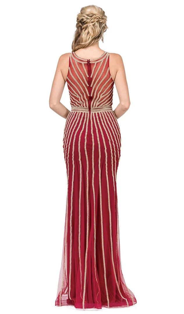 Dancing Queen - 2448 Metallic Bead Striped Prom Gown 5 Dancing Queen - 2448 Metallic Bead Striped Prom Gown