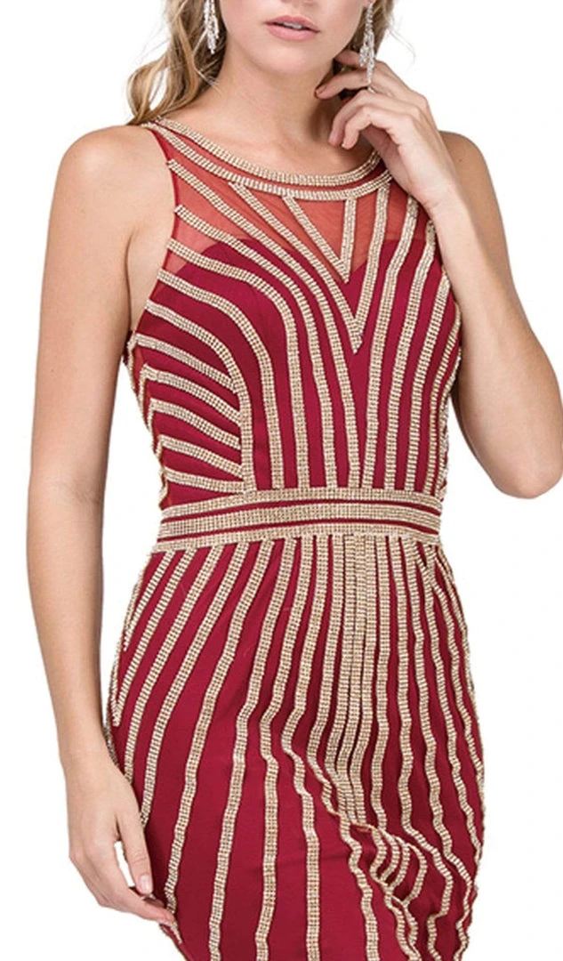 Dancing Queen - 2448 Metallic Bead Striped Prom Gown 4 Dancing Queen - 2448 Metallic Bead Striped Prom Gown