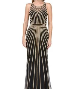 Dancing Queen - 2448 Metallic Bead Striped Prom Gown 12 Dancing Queen - 2448 Metallic Bead Striped Prom Gown