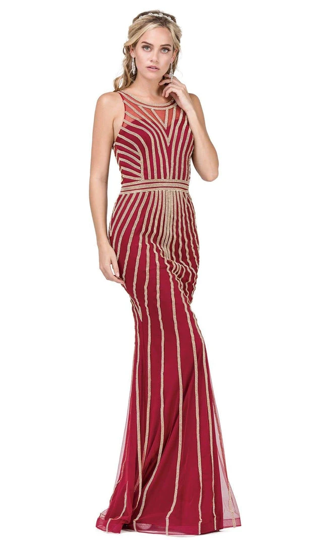 Dancing Queen - 2448 Metallic Bead Striped Prom Gown 3 Dancing Queen - 2448 Metallic Bead Striped Prom Gown
