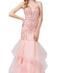 Dancing Queen - 2523 Bead-Adorned Plunging Sweetheart Trumpet Gown