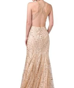 Dancing Queen - 2618 Embellished Mesh Sexy Back Long Slit Gown