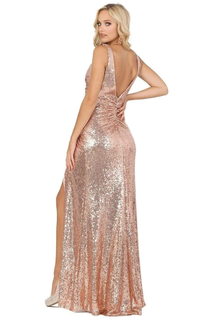 Dancing Queen - 2907 Sleeveless V Neck Allover Sequin Fitted Prom Gown 4 Dancing Queen - 2907 Sleeveless V Neck Allover Sequin Fitted Prom Gown