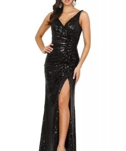 Dancing Queen - 2907 Sleeveless V Neck Allover Sequin Fitted Prom Gown 9 Dancing Queen - 2907 Sleeveless V Neck Allover Sequin Fitted Prom Gown