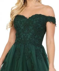 Dancing Queen - 2939 Embroidery Appliqued Off Shoulder Long Gown