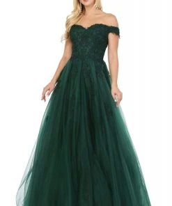 Dancing Queen - 2939 Embroidery Appliqued Off Shoulder Long Gown