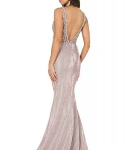 Dancing Queen - 2941 Embellished Bodice V Back Mermaid Prom Gown