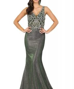 Dancing Queen - 2941 Embellished Bodice V Back Mermaid Prom Gown